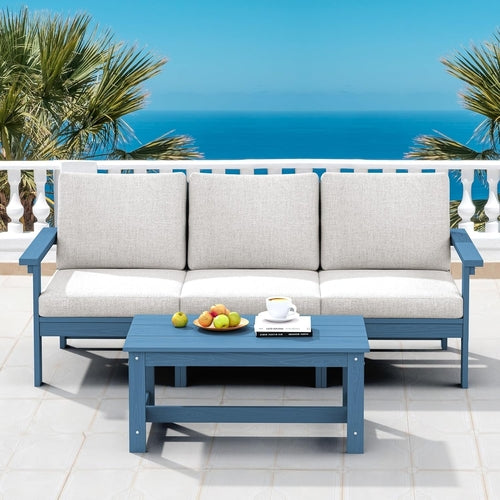 HDPE Patio Sofa Set, 4-Piece Sectional Outdoor Patio Furniture Set,
