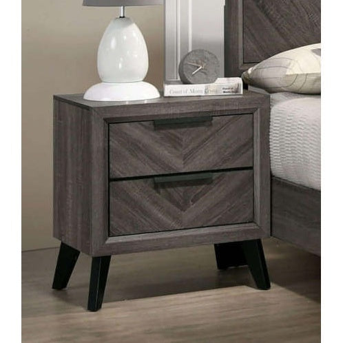 Contemporary Gray Color 1pc Nightstand Bedroom Furniture Solid Wood