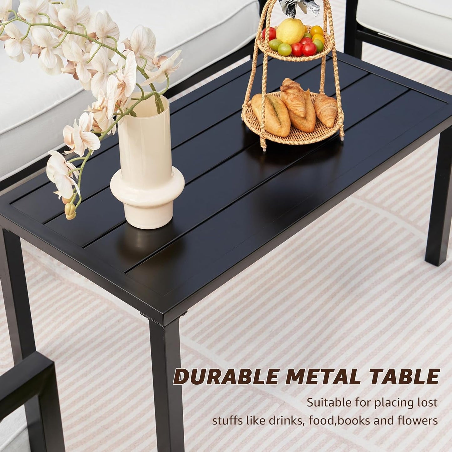 Outdoor Patio Furniture 4 Pieces Set, Modern Patio Conversation Sets,
