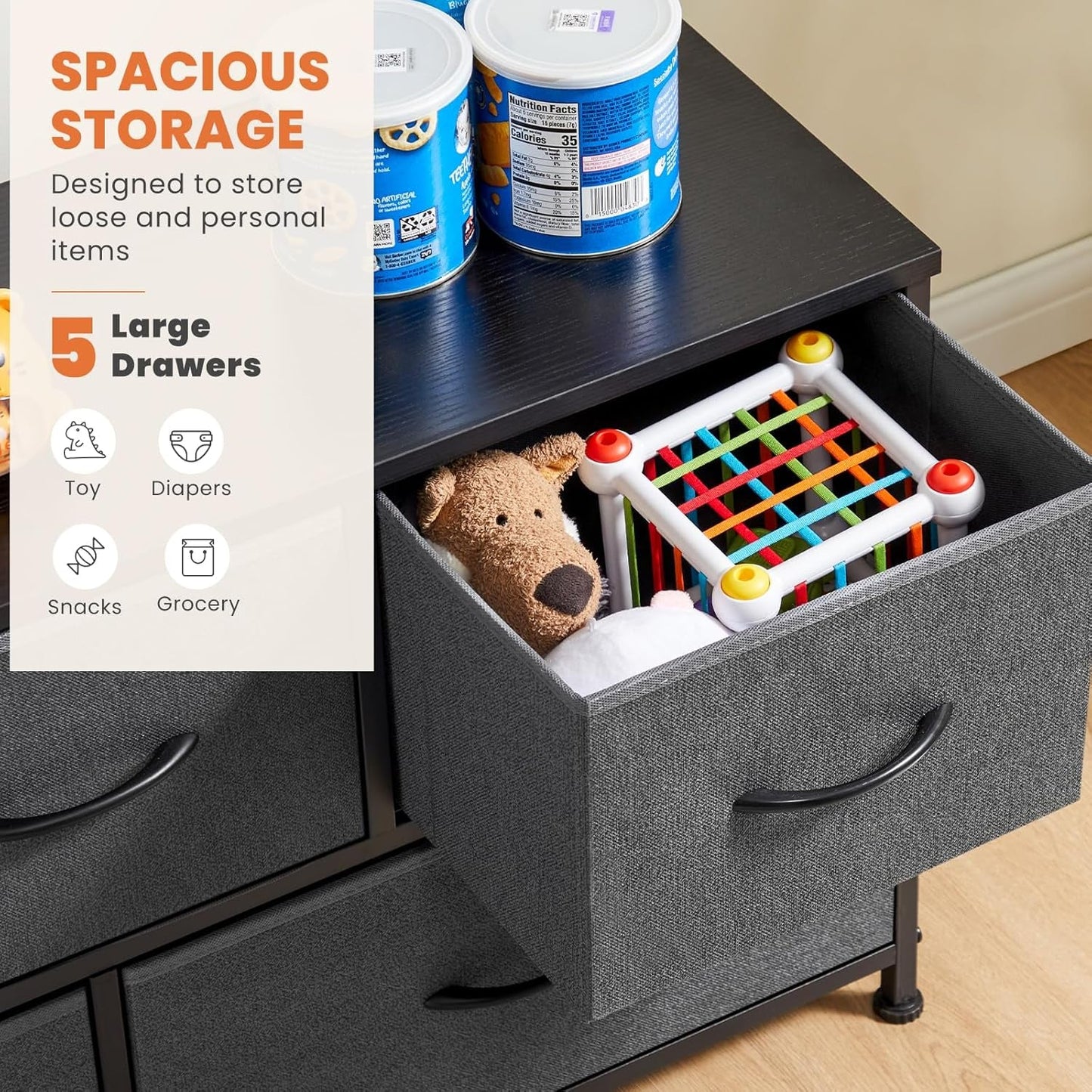 5 Drawers Dresser for Bedroom, Kidsroom Furniture, Small Chest Tower,