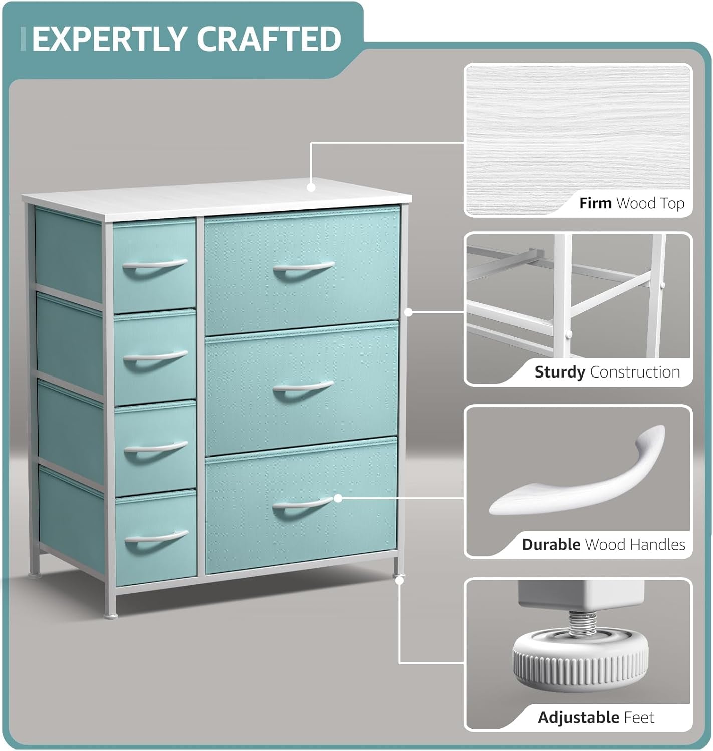 Dresser with 7 Drawers - Furniture Storage Chest for Kid’S, Teens,