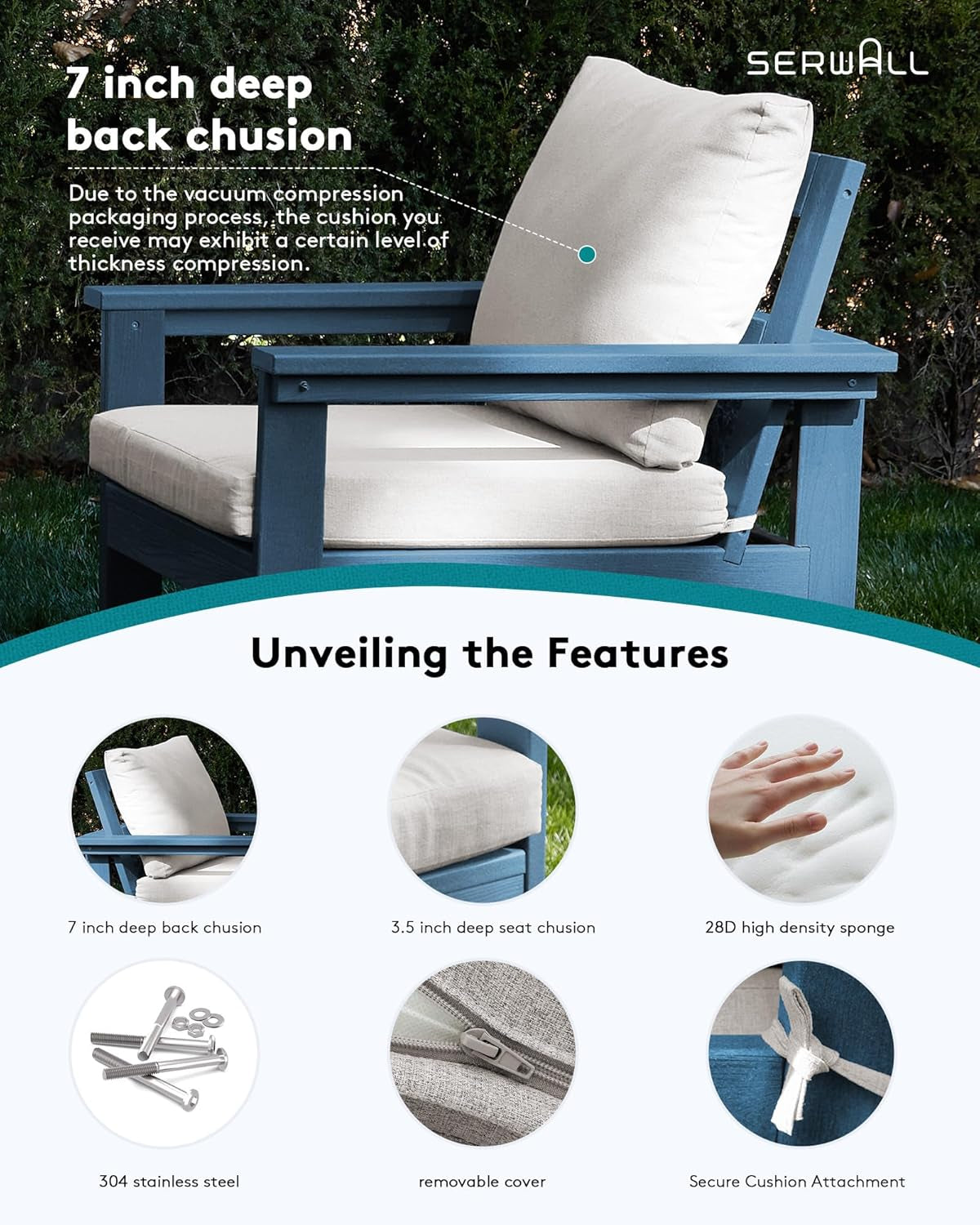 HDPE Patio Sofa Set, 4-Piece Sectional Outdoor Patio Furniture Set,