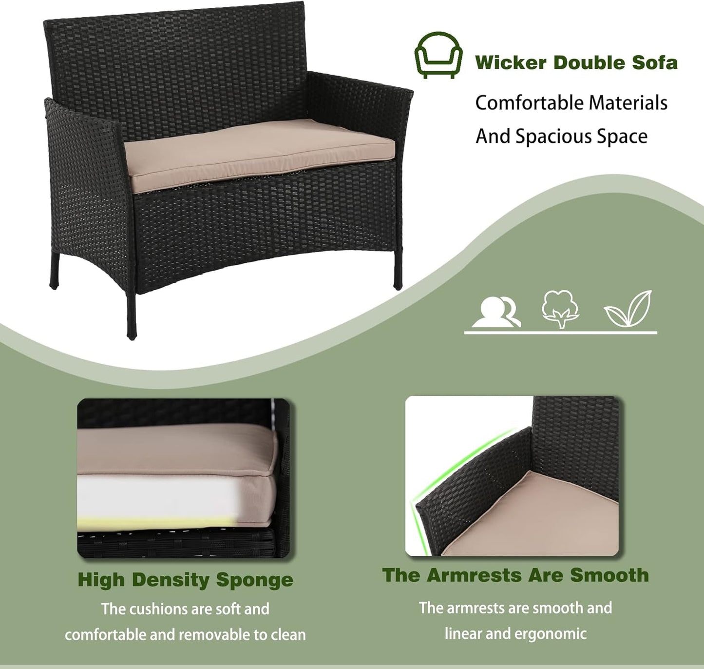 4 Pieces Patio Furniture Set Rattan outside Furniture Wicker Sofa
