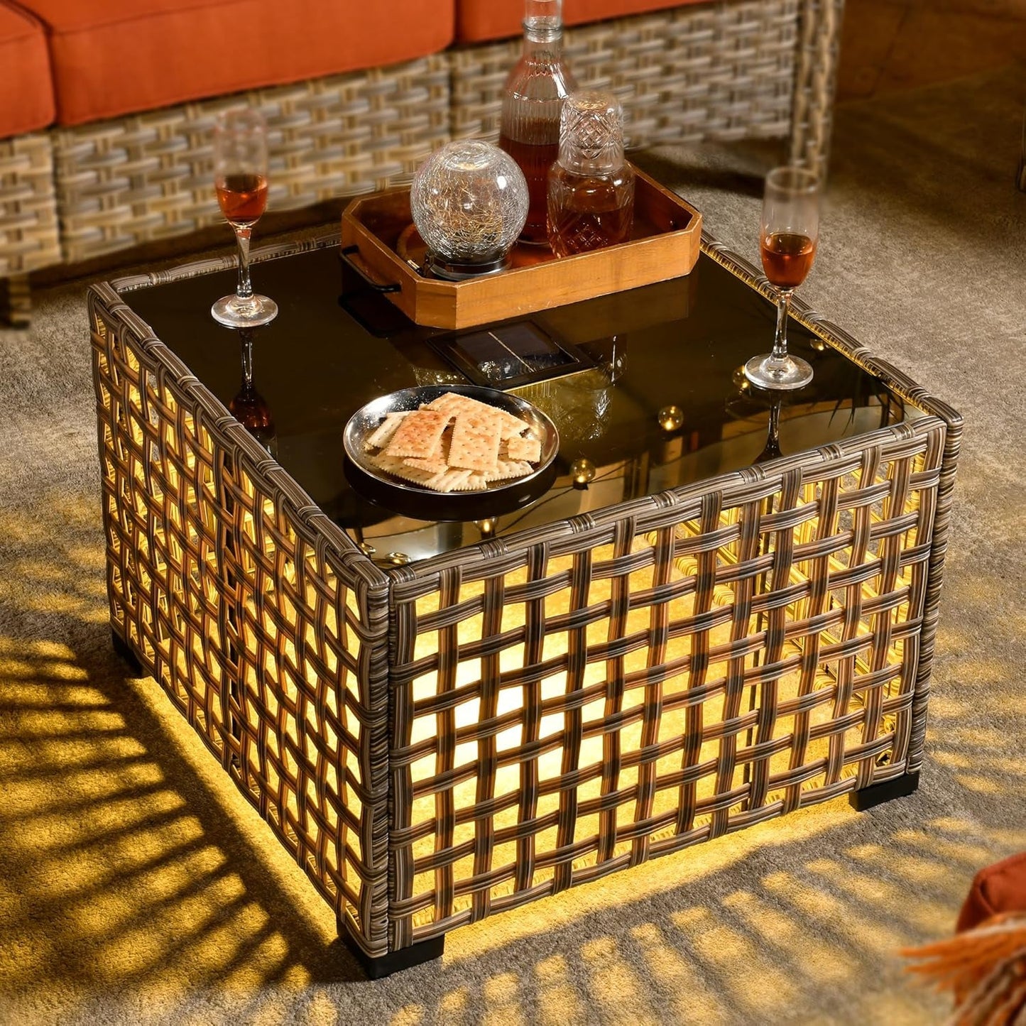 5 Piece Outdoor Patio Furniture with 3 Seat Sofa,Rattan Wicker