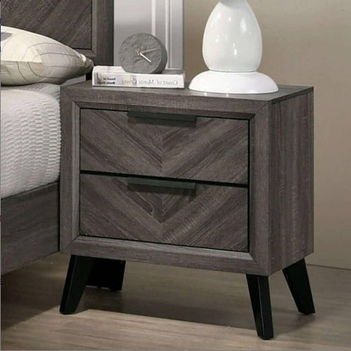 Contemporary Gray Color 1pc Nightstand Bedroom Furniture Solid Wood