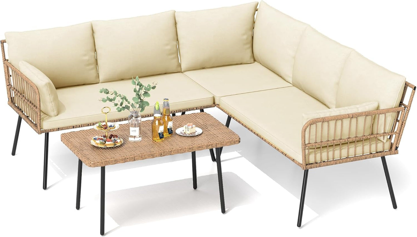 Patio Furniture Set, 4 Pieces Outdoor Patio Conversation Set,
