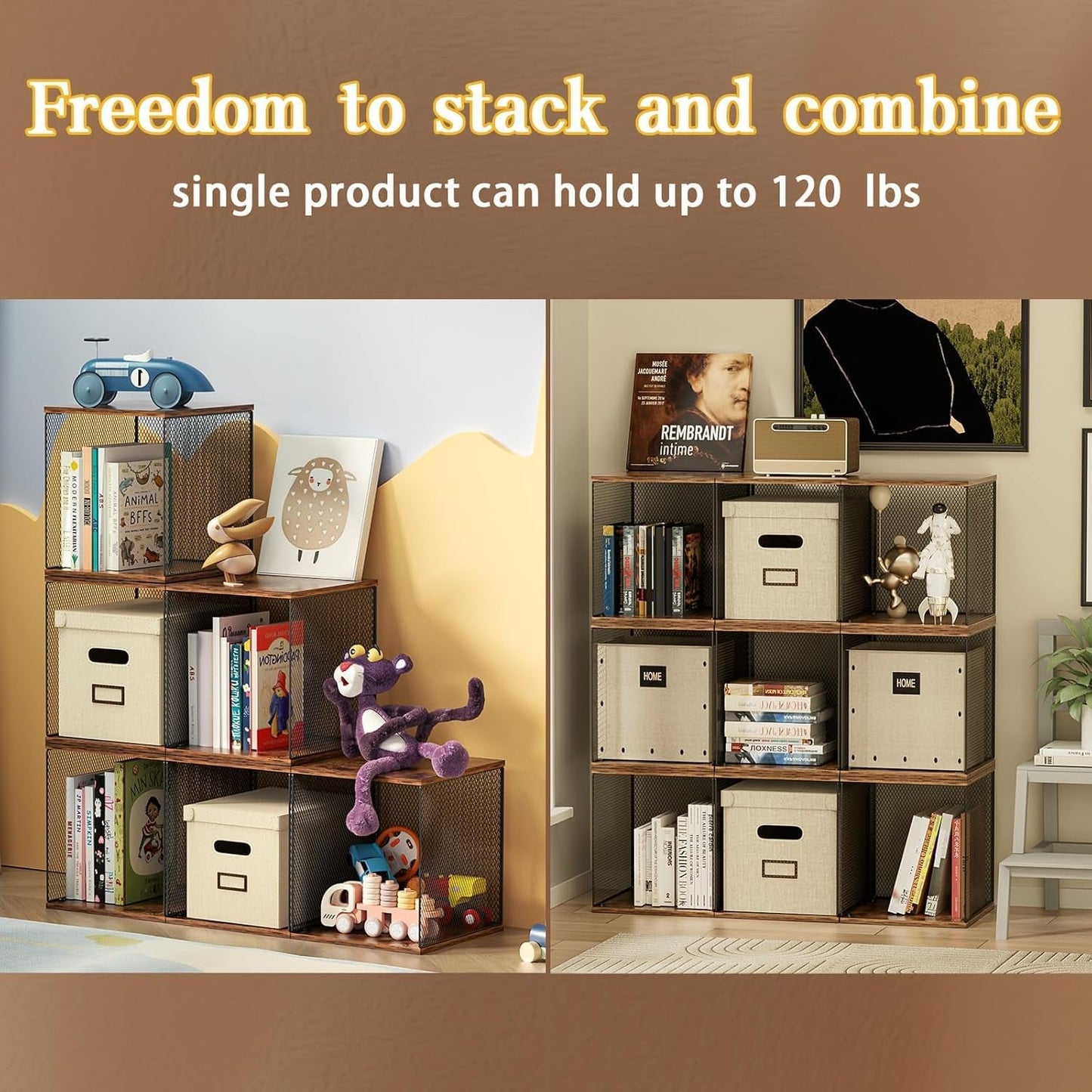 2 Cube Organizer Book Shelfs DIY Variable Stackable Cube Storage