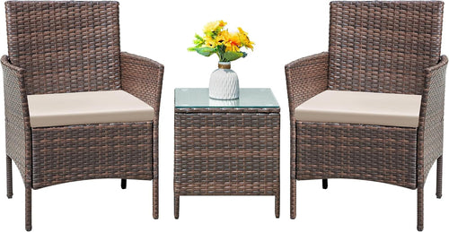 Patio Furniture Set 3 Pieces All-Weather Rattan Outdoor Furniture