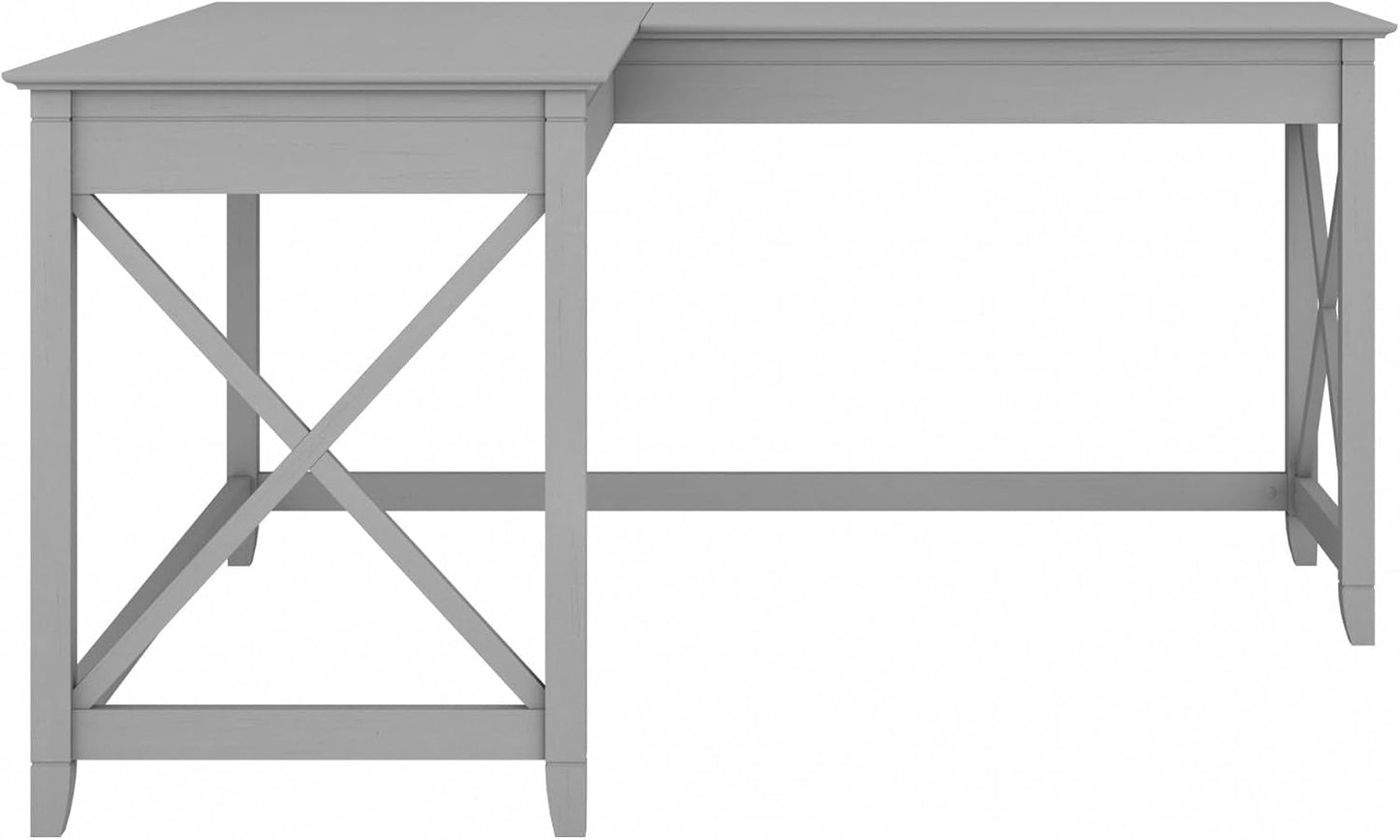 Bush Furniture Key West 60W Modern Farmhouse L Shaped Desk in Cape Cod
