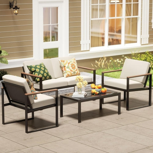 4 Pieces Patio Furniture Sets,Metal Outdoor Patio Furniture
