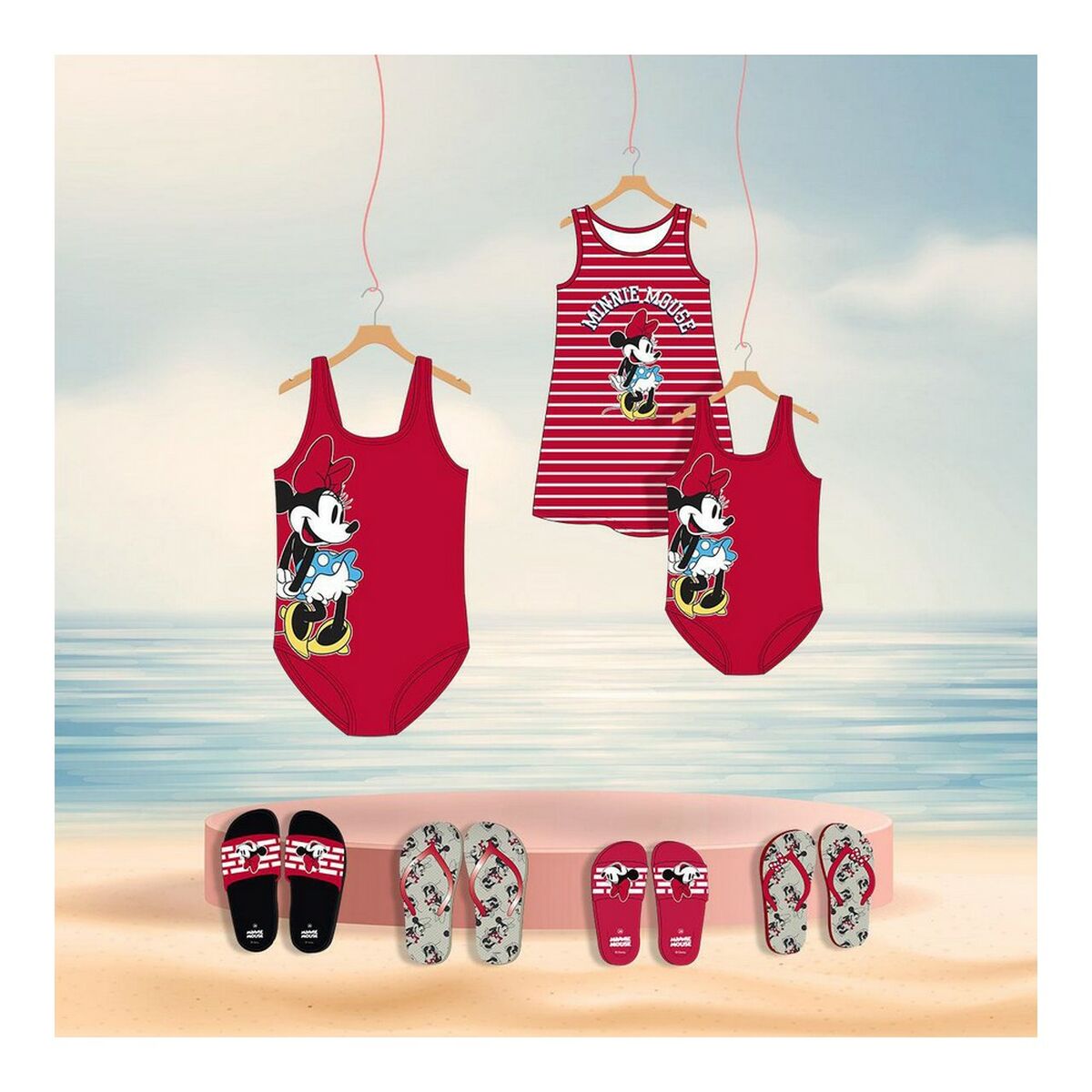 Swimming Pool Slippers Minnie Mouse Red