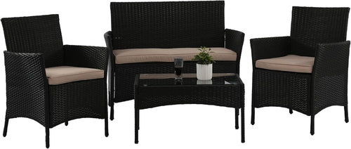 4 Pieces Patio Furniture Set Rattan outside Furniture Wicker Sofa