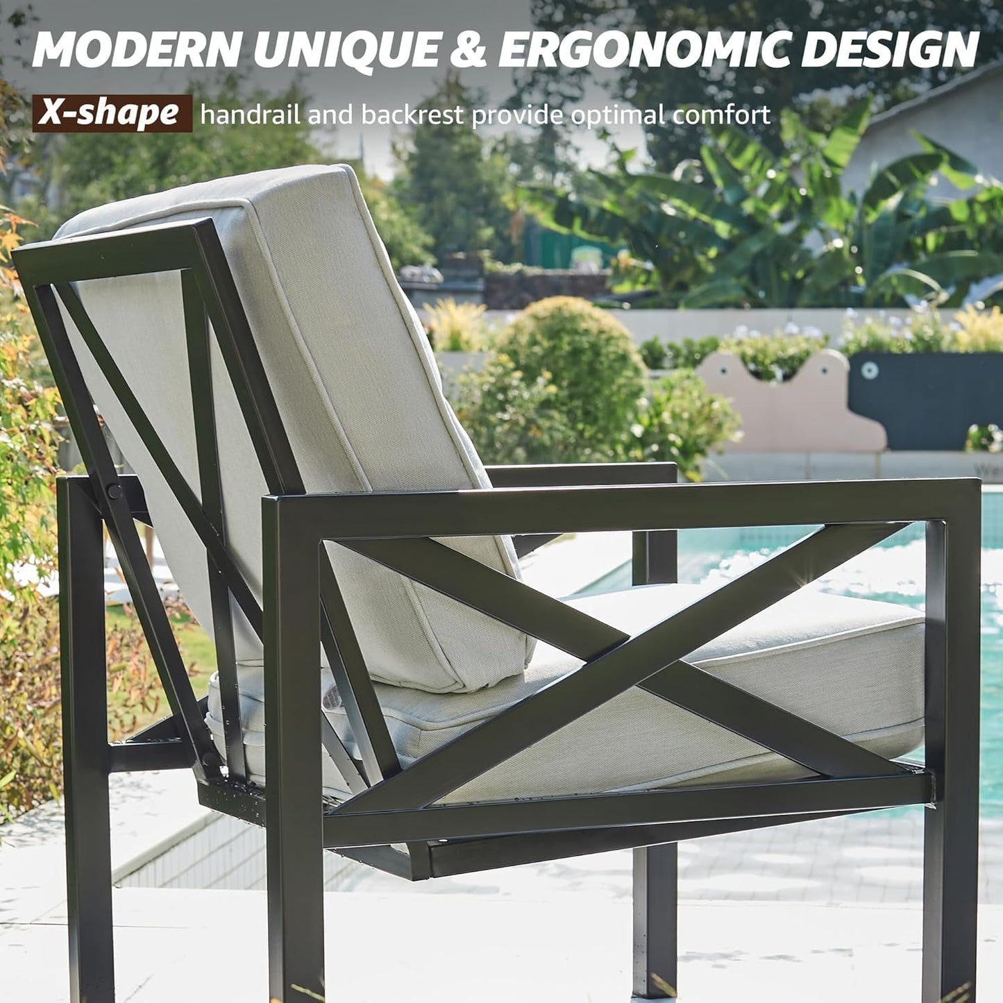 Outdoor Patio Furniture 4 Pieces Set, Modern Patio Conversation Sets,