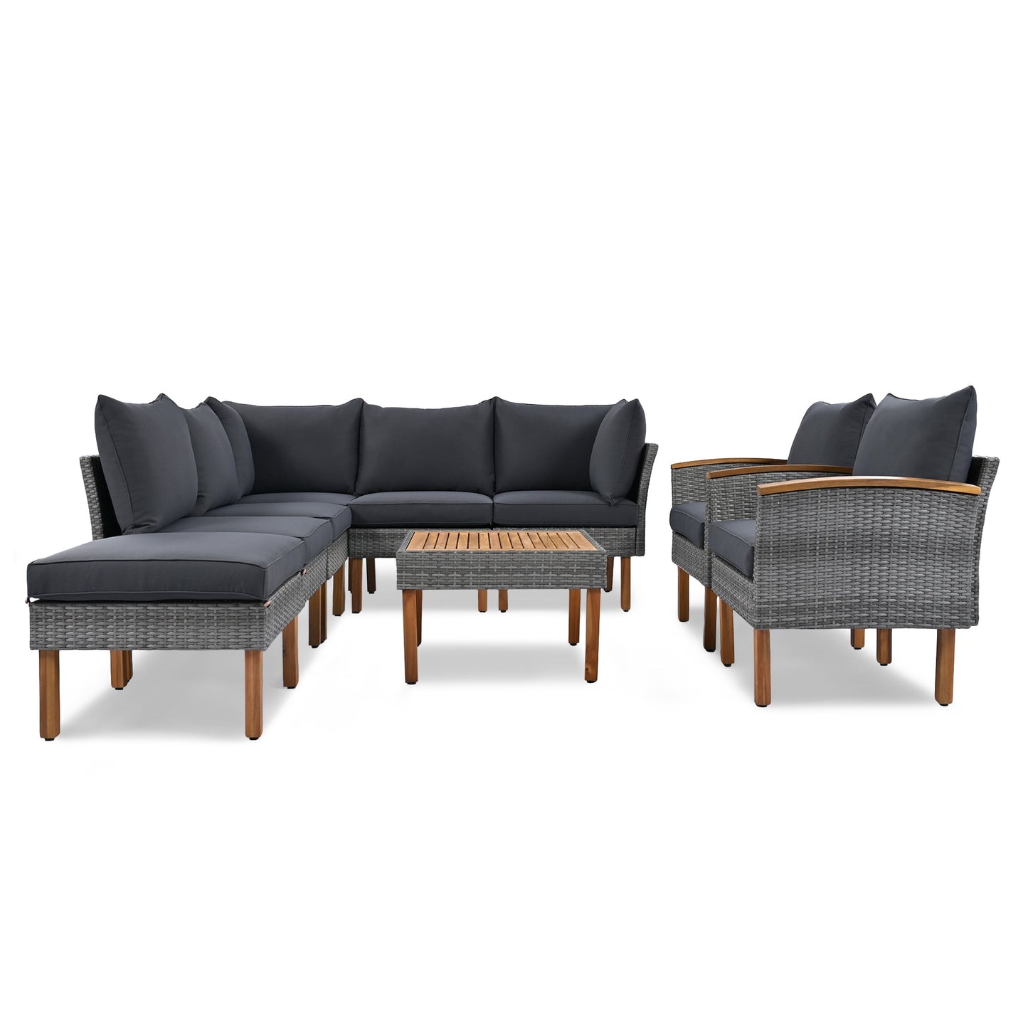 9-Piece Patio Rattan Furniture Set, Outdoor Conversation Set With