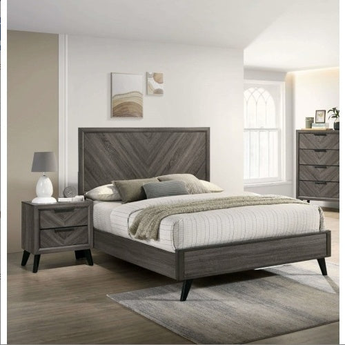 Contemporary Gray Color 1pc Nightstand Bedroom Furniture Solid Wood