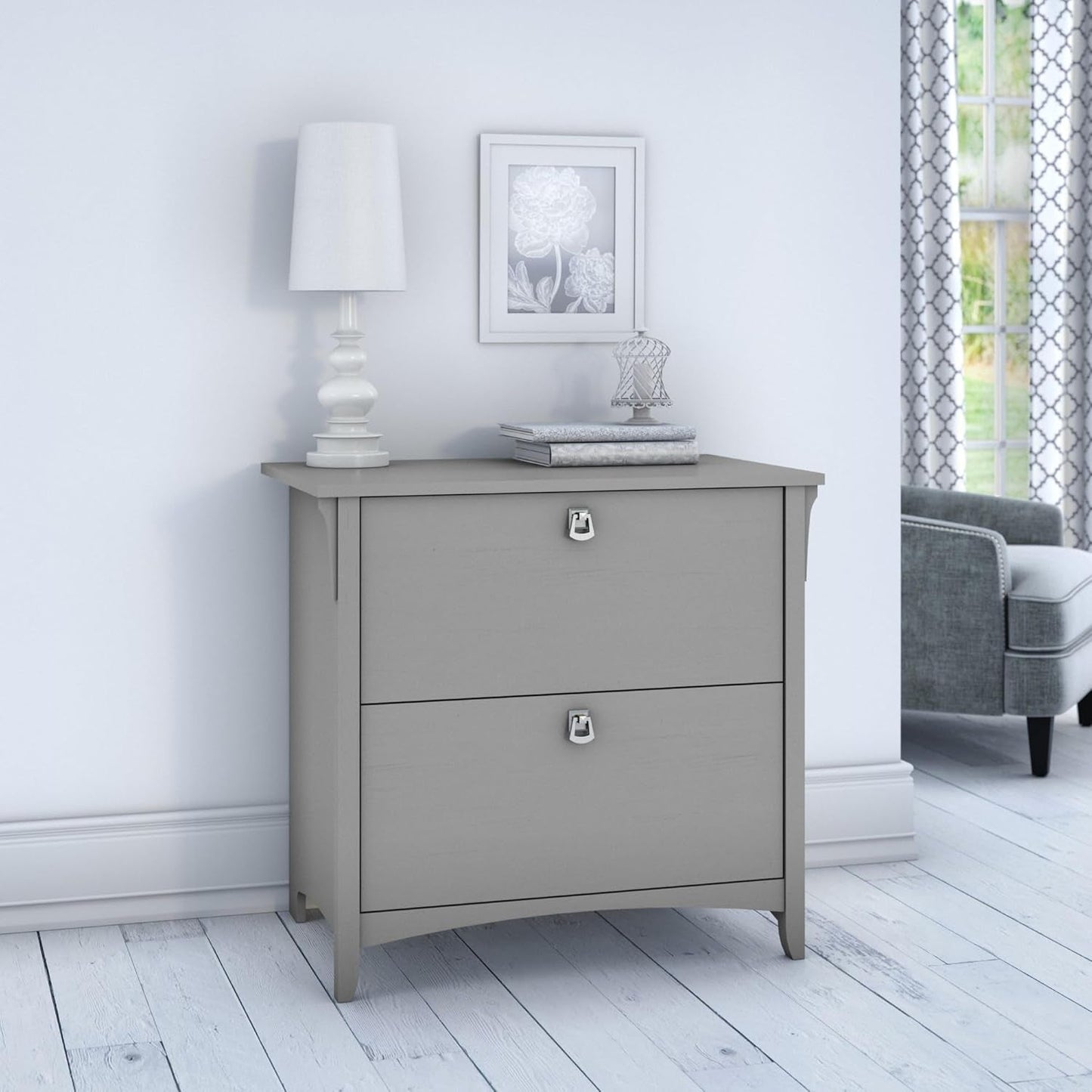 Bush Furniture Salinas 2 Drawer Lateral File Cabinet in Cape Cod Gray,