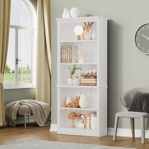 5-Shelf Bookcase, Wooden Standing Rack Book Storage Shelves Furniture