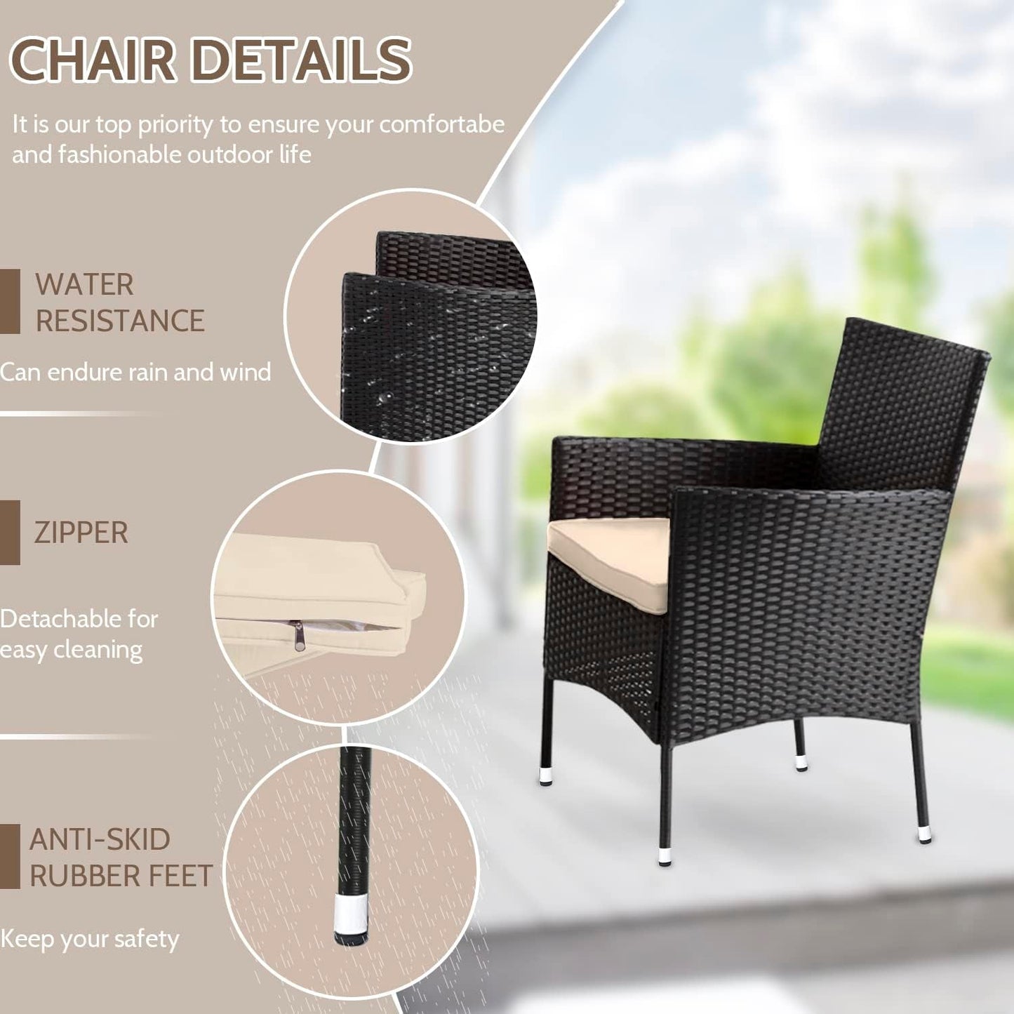 Patio Furniture Set 4 Pieces Outdoor Rattan Chair Wicker Sofa Garden