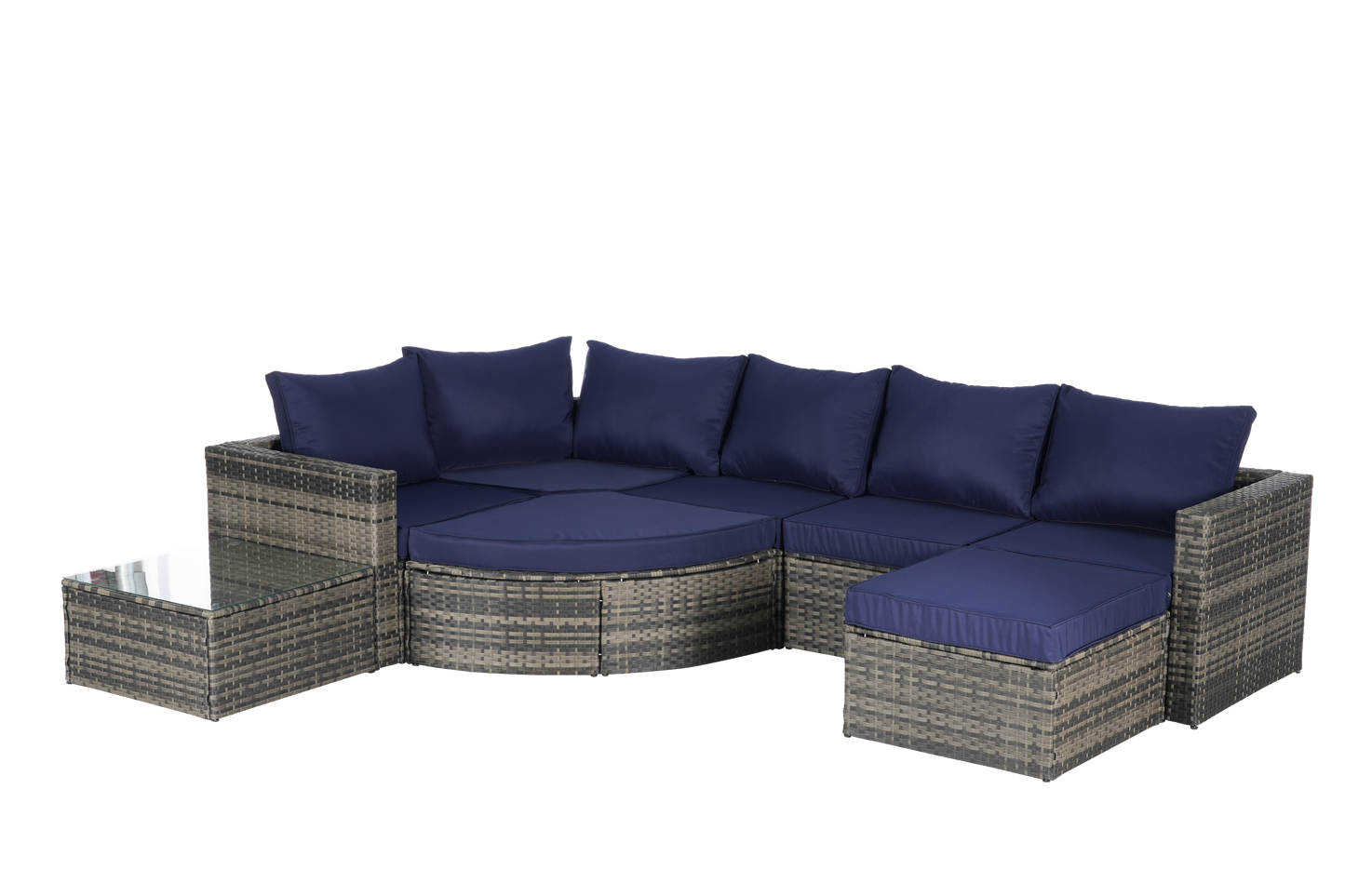 8 Piece Outdoor Patio Sofa Set, Sectional L- Shaped Patio Furniture