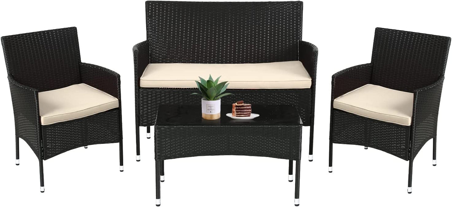 Patio Furniture Set 4 Pieces Outdoor Rattan Chair Wicker Sofa Garden