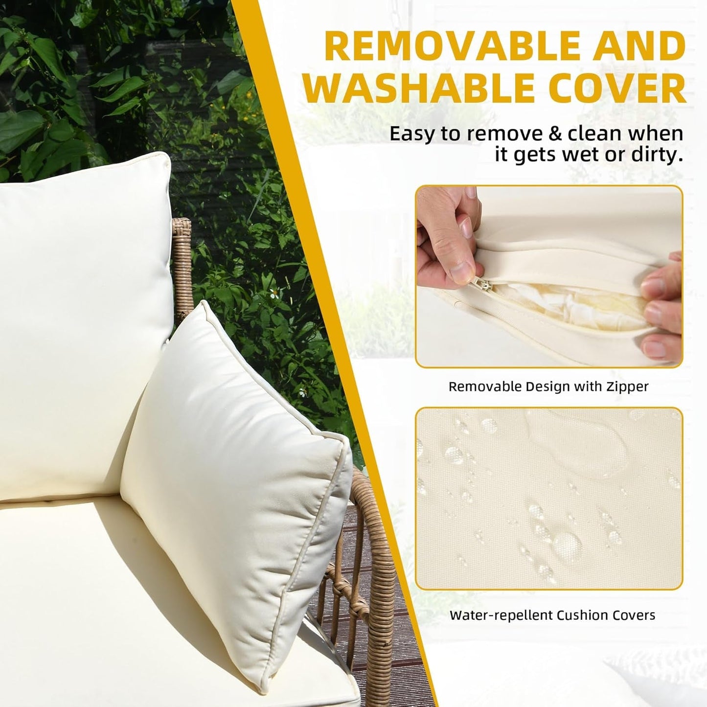 Patio Furniture Set, 4 Pieces Outdoor Patio Conversation Set,