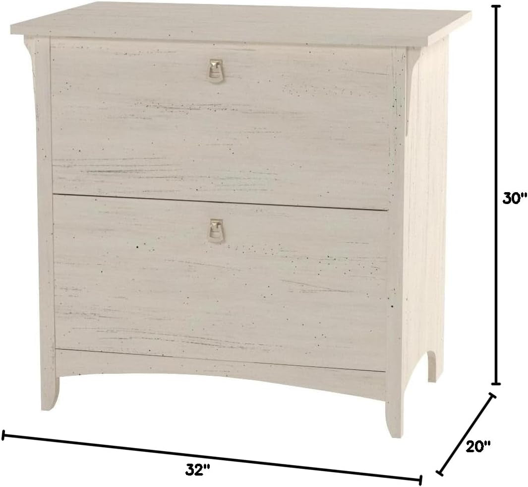 Bush Furniture Salinas 2 Drawer Lateral File Cabinet in Antique White,