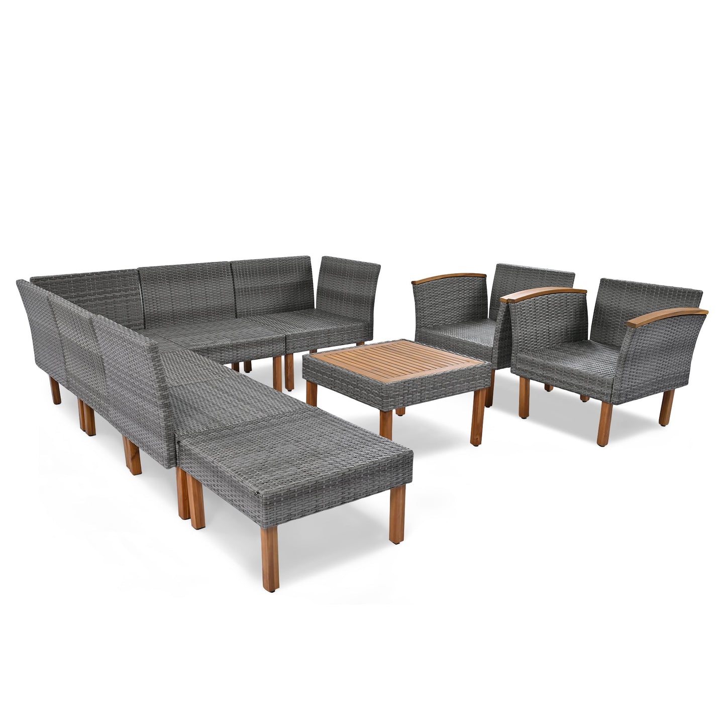 9-Piece Patio Rattan Furniture Set, Outdoor Conversation Set With