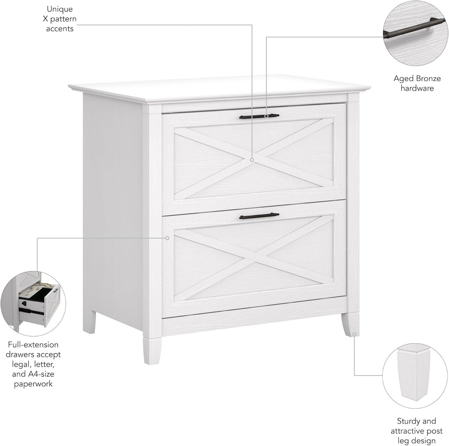 Bush Furniture Key West Lateral File Cabinet, Modern Farmhouse 2
