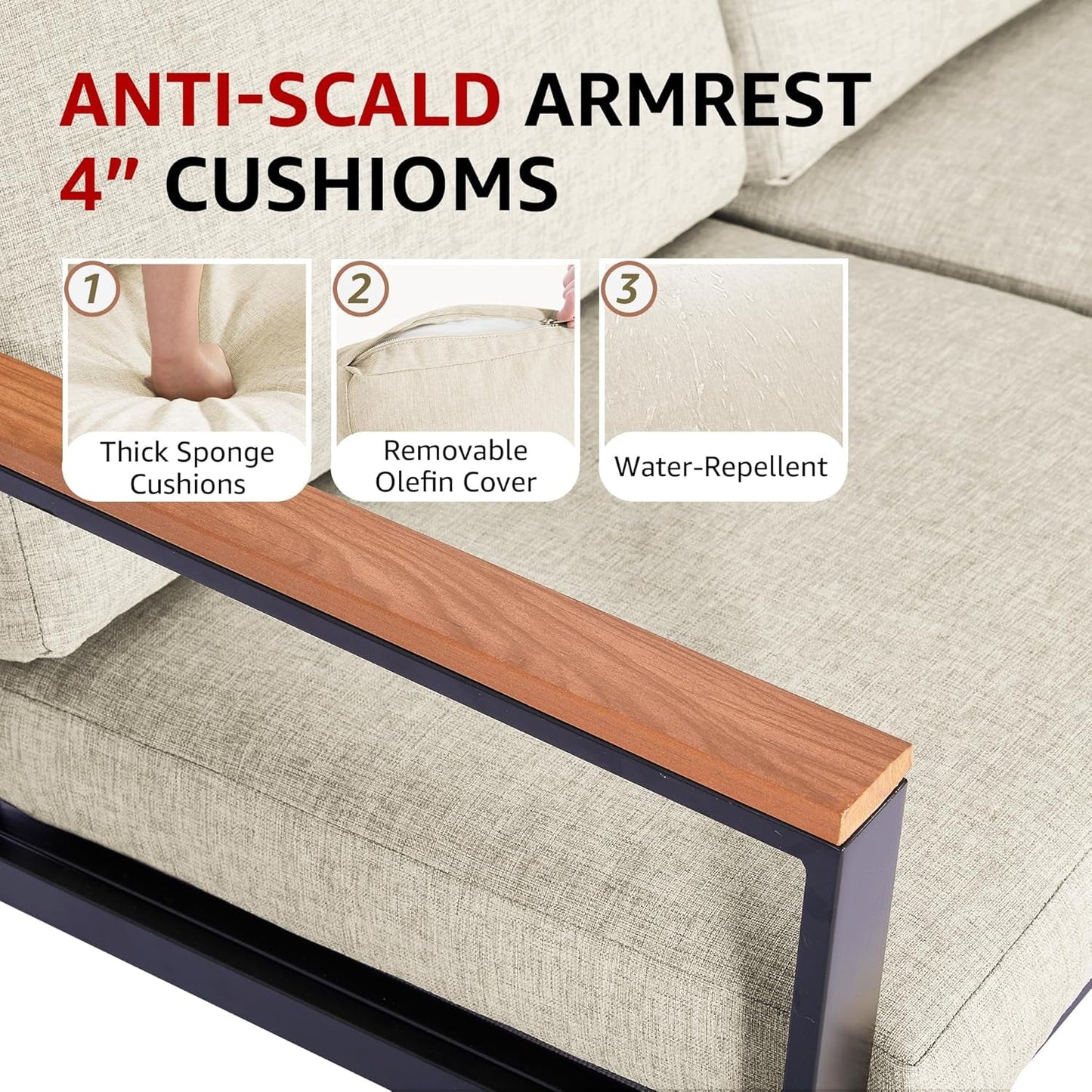 4 Pieces Patio Furniture Sets,Metal Outdoor Patio Furniture