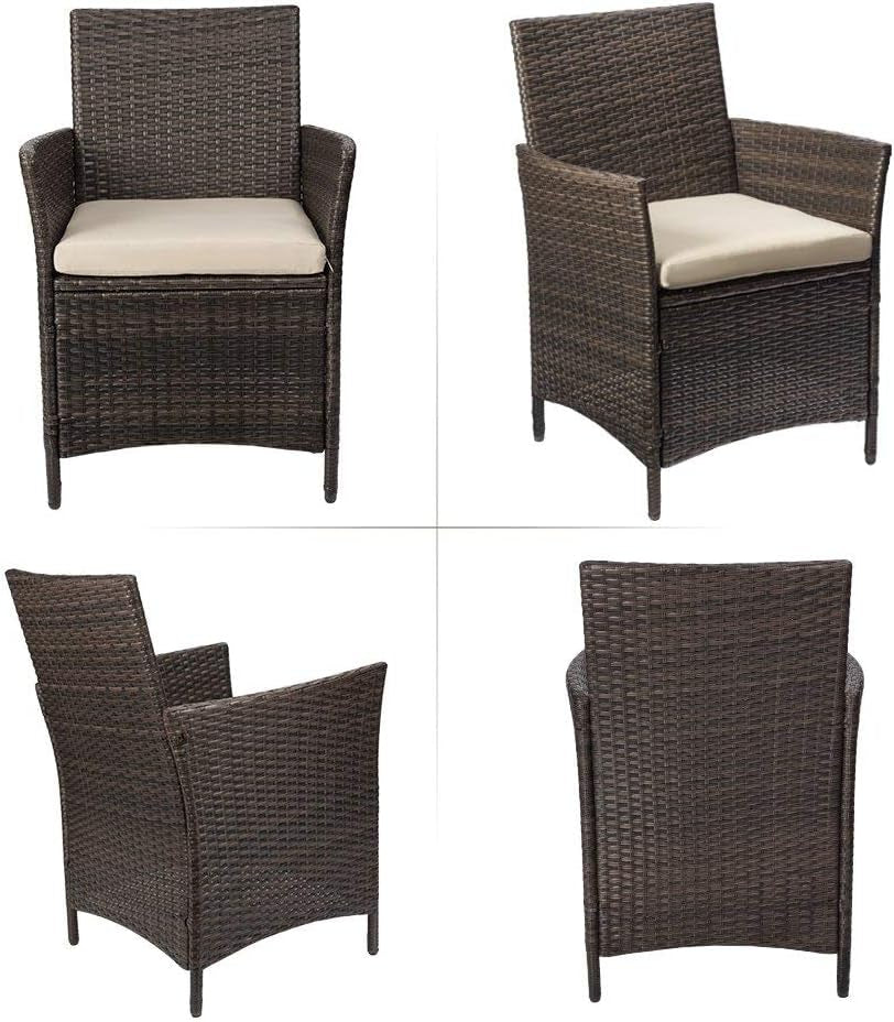 Patio Porch Furniture Sets 3 Pieces PE Rattan Wicker Chairs with Table