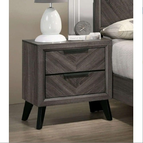 Contemporary Gray Color 1pc Nightstand Bedroom Furniture Solid Wood