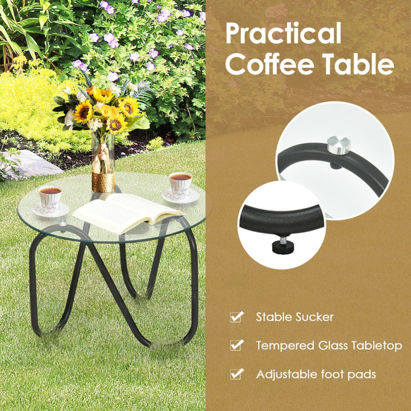 3 Pieces Patio Rattan Furniture Set with 2 Single Wicker Chairs and