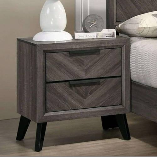 Contemporary Gray Color 1pc Nightstand Bedroom Furniture Solid Wood