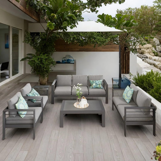 Aluminum Patio Furniture Set,7 Seats Modern Outdoor Conversation Set