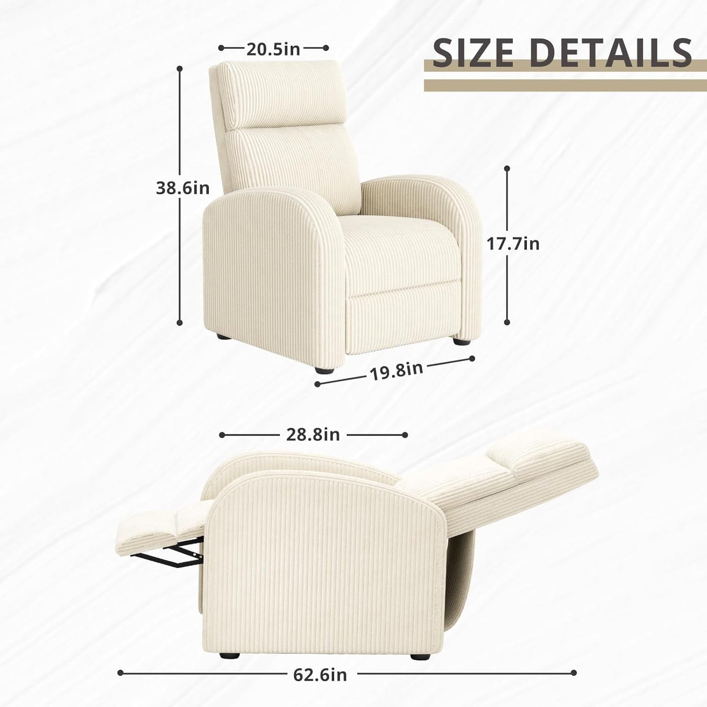 Recliner Chair Adjustable Home Theater Single Recliner Sofa Furniture
