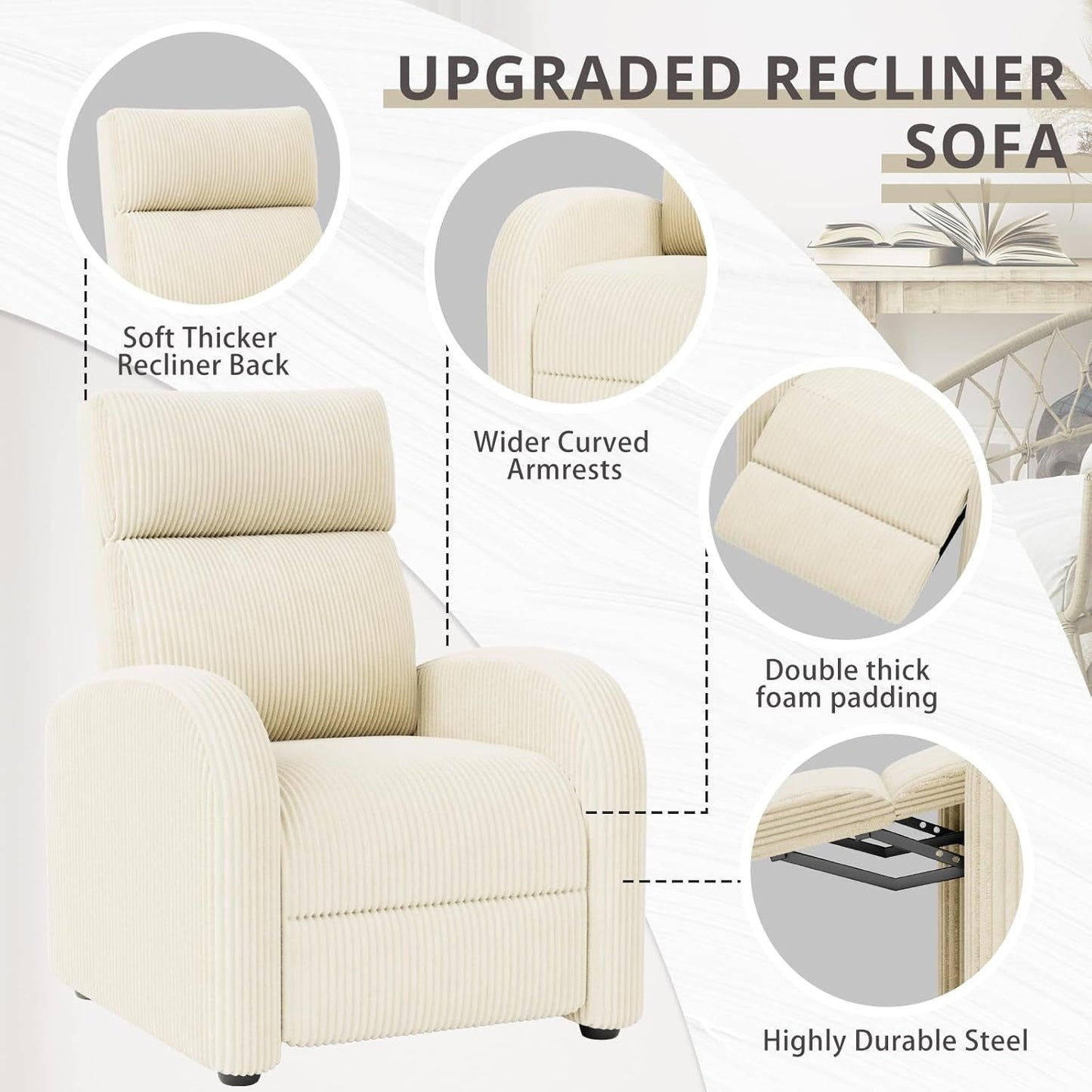 Recliner Chair Adjustable Home Theater Single Recliner Sofa Furniture