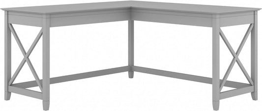 Bush Furniture Key West 60W Modern Farmhouse L Shaped Desk in Cape Cod