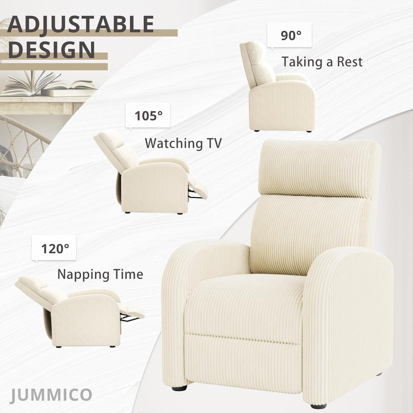 Recliner Chair Adjustable Home Theater Single Recliner Sofa Furniture