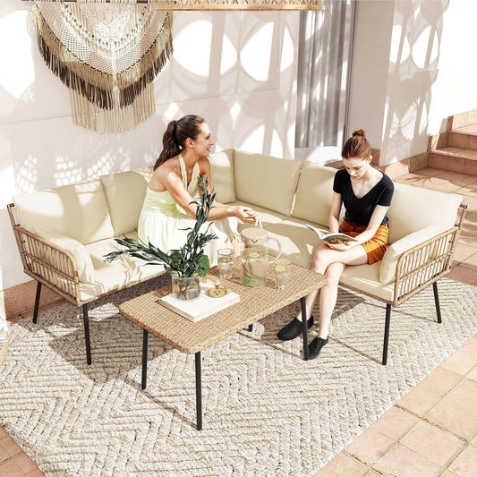 Patio Furniture Set, 4 Pieces Outdoor Patio Conversation Set,