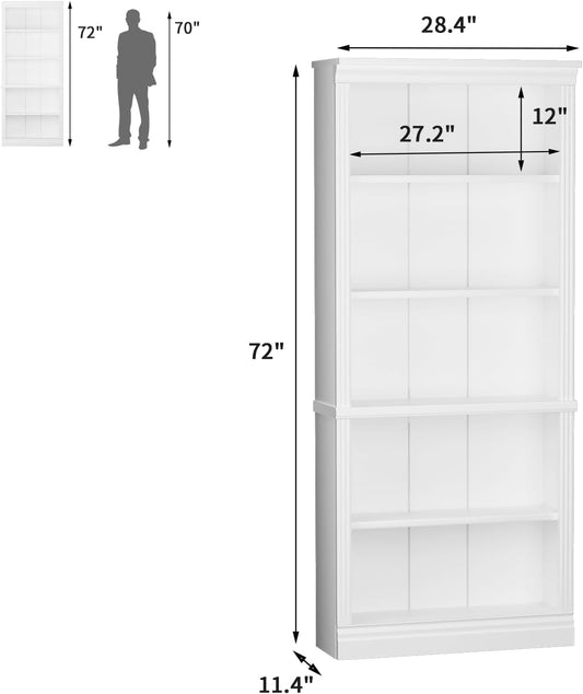 5-Shelf Bookcase, Wooden Standing Rack Book Storage Shelves Furniture